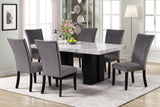 7-piece Dining Table Set with 1 Faux Marble Dining Rectangular Table and 6 Upholstered Chairs