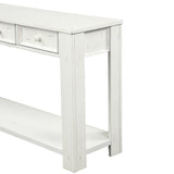 TREXM Console Table for Entryway Hallway Sofa Table with Storage Drawers and Bottom Shelf ( Antique White)