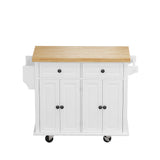 Kitchen Island Cart with Two Storage Cabinets