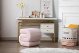 S-shape Velvet Fabric Ottoman Makeup Stool Footstool,Light Pink