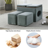 [Video] Welike Waterproof, oil-proof, scratch-proof 25"W Modern design hollow storage ottoman, upholstery, coffee table, two small footstools, easy storage and wide use