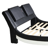 Room Digs Faux Leather Upholstered Platform Bed + LED lighting-Bluetooth connection to play music, Backrest vibration massage