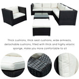 Patio Furniture Sets, 8-Piece Patio Wicker Corner Sofa with Cushions, Ottoman and Coffee Table