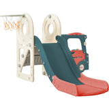 Kids Slide with Bus Play Structure, Freestanding Bus Toy with Slide for Toddlers, Bus Slide Set with Basketball Hoop