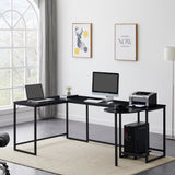 U-shaped Computer Desk, Industrial Corner Writing Desk with CPU Stand, Gaming Table Workstation Desk for Home Office (Black)