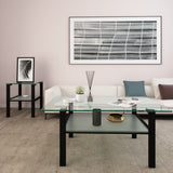 Transparent glass black coffee table, modern simple, living room coffee table, side center table