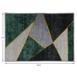 Casual Geometric Cotton Area Rug，Modern Abstract Geometric Shapes Accent Outdoor Rug 5ft x 7.5ft for Patio Bedrooms, Dining Rooms, Living Rooms Light Grey /Green