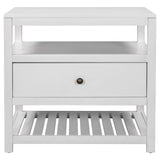 Modern Wooden Nightstand with Drawers Storage for Living Room/Bedroom, White