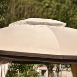 Patio Outdoor Gazebo, Double Roof Soft Canopy Garden Backyard Gazebo with Mosquito Netting Suitable for Lawn, Garden, Backyard and Deck