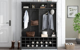 Modern Style Multiple Functions Hallway Coat Rack with Metal Black Hooks