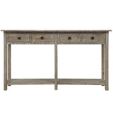 TREXM Rustic Brushed Texture Entryway Table Console Table with Drawers and Bottom Shelf for Living Room (Grey Wash)