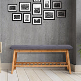 Living Room Bamboo Bench Entryway Shoe Rack 39.3 x 12 x 17.3 inch