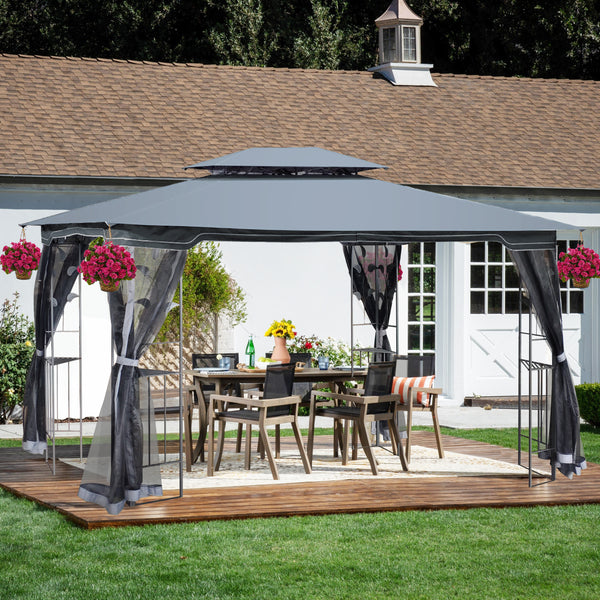 13x10 Outdoor Patio Gazebo Canopy Tent With Ventilated Double Roof And Mosquito net
