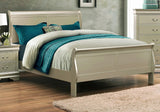 Louis Phillipe Champagne Finish Queen Size Panel Sleigh Bed Solid Wood Wooden Bedroom Furniture
