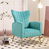 Modern Velvet Accent Chair with Arms, Wingback Reading Chair