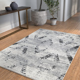 Ebony Tracks Gray and Black Polyester Area Rug  5x8