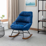 Tufted Upholstered Padded Seat Rocking Chair-Velvet Blue