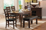 Dark Oak Finish Wooden Bench 1pc Faux Leather Upholstered Seat Simple Dining Furniture