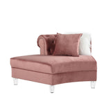 Pink Sectional Sofa w/7 Pillows, Pink Velvet