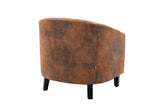 COOLMORE accent Barrel chair living room chair with nailheads and solid wood legs  Light  Coffee microfiber fabric