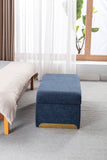 New Boucle Fabric Loveseat Ottoman Footstool Bedroom Bench Shoe Bench With Gold Metal Legs,Dark Blue