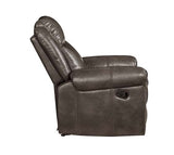 Brown Leather Reclining Motion Loveseat w/Console