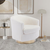 30.7''W Boucle Swivel Accent Barrel Chair Modern Comfy Sofa With Gold Stainless Steel Base for Living Room, 360 Degree Club Arm Chair for Nursery Bedroom Living Room Lounge Hotel (Ivory Boucle)