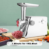 Simple Deluxe Electric Meat Grinder, Heavy Duty Meat Mincer, Food Grinder with Sausage & Kubbe Kit, 3 Grinder Plates, 600W Power, Easy to Clean and Install, Suitable for Home Kitchen,White