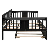 Full size Daybed with Twin size Trundle, Wood Slat Support, Espresso