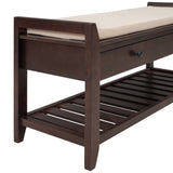 TREXM  Shoe Rack with Cushioned Seat and Drawers, Multipurpose Entryway Storage Bench (Espresso)
