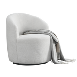 Swivel barrel chair, living room swivel chair with round storage chair, 360 ° swivel club chair, nursery, bedroom, office, hotel with upholstered modern armchair, teddy fabric