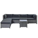 7 Piece Rattan Sectional Seating Group with Cushions, Outdoor Rattan Sofa NEW!