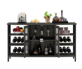 Wine Bar Cabinet, Liquor Storage Credenza, Sideboard with Wine Racks & Stemware Holder