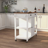 With Adjustable Shelf and Towel Bar, Lockable Wheels Kitchen Island
