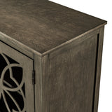U-style Wood Storage Cabinet with Doors and Adjustable Shelf, Entryway Kitchen Dining Room, Grey