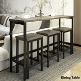 Dining Table Set with 3 Stools Pub Kitchen Set Side Table with Footrest