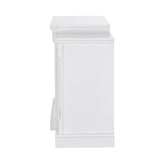 Gallatin Electric Fireplace w/ Bookcases – White w/ White Faux Stone