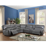 Grey Sectional Sofa (Power Motion/USB) in Gray Leather-Aire
