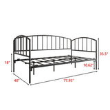 Metal Daybed Frame Twin Size Heavy Duty Metal Slats Sofa Bed Platform Mattress Foundation Black