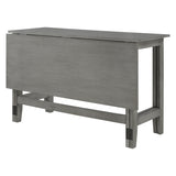 Grey Wood Extendable Dining Table with Drop Leaf