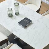 Sintered stone dinning table with 6 pcs Chairs - Carrara white color