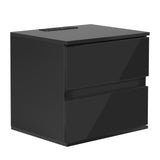 Nightstand with 2 Drawers, USB Charging Ports, Wireless Charging and Remote Control LED Light-Black