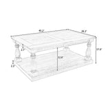 Rustic Floor Shelf Coffee Table with Storage, Solid Pine Wood