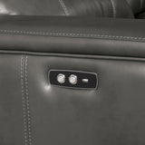 Grey Sectional Sofa (Power Motion/USB) in Gray Leather-Aire