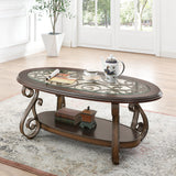Coffee Table with Glass Table Top and Powder Coat Finish Metal Legs