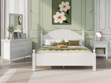 4 Pieces Traditional Concise Style White Bedroom Sets, Nightstand+ Dresser+ Mirror+ Full Bed