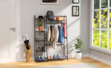 Clothes Rack,Clothes Rack with Shelves,Freestanding Closet Organizer for Living Bedroom Room Kitchen Bathroom Entryway Office Storage Shelves Clothes Hanging Rack,CR-538 Black