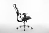 Multifunctional Mesh Office Chair - Adjustable Backrest Height, 4D Arms, Lumbar Support, Headrest and Tilt Angle - Metal Base Quiet Rubber Wheels Ergonomic High Back Computer Desk Chair (Grey)
