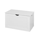 White Lift Top Entryway Storage Cabinet with 2 Safety Hinge, Wooden Toy Box