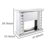 Wood And Glass Electric Fireplace With Touch Panel or Remote Controller, Silver